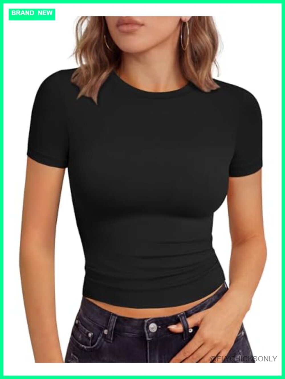 GAYHAY Women's Short Sleeve Slim Fit Crew Neck Crop Top T-Shirt